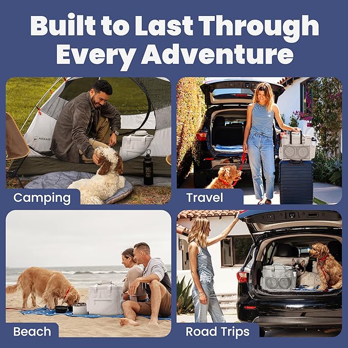 Original Doggy Bag™ Dog Travel Bag for Supplies with Travel Bowls | 2 BPA-Free Collapsible Bowls, 2 Pet Food Containers, TSA-Ready, Road Trips, Camping, Weekend Getaways, Doggy Gift, Beige