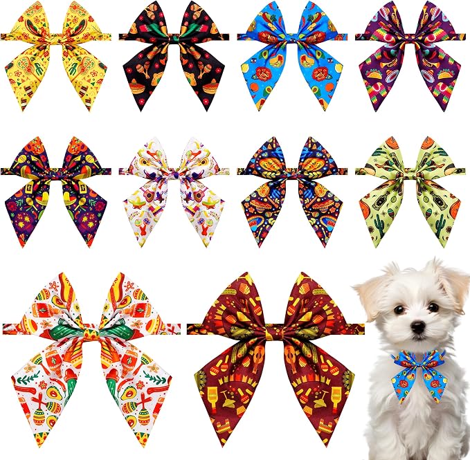 PET SHOW 10 Pack Mexican Sailor Dog Bowties for Small Dogs