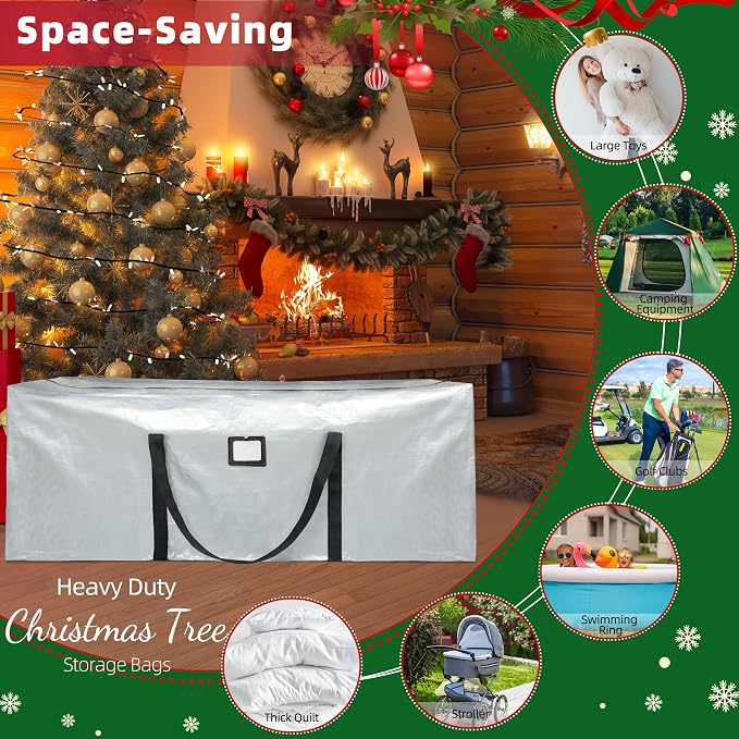 Large Christmas Tree Storage Bag Heavy Duty 7.5 Ft (Gray) | Protects From Moisture & Dust, Holiday Storage, Alternative To Tree Storage Box