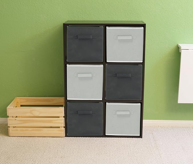 Simple Houseware 11-Inch Foldable Cube Storage Bins, Gray, 6-Pack | Lightweight & Durable Structure Fabric Cubes Organizer for Closet or Shelves