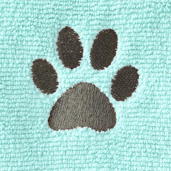 Ritz Premium Embroidered Microfiber Pet Towel (3-Pack), 18" x 28", Highly Absorbent, Fast-Drying, Long-Lasting, Super Soft 80% Polyester and 20% Polyamide Pet Cloth, Spa Blue