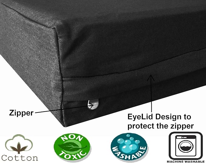 Dogbed4less Jumbo Orthopedic Gel Memory Foam Dog Bed, Waterproof Liner with Durable Washable Black Canvas Cover, 55X47X4 Inch