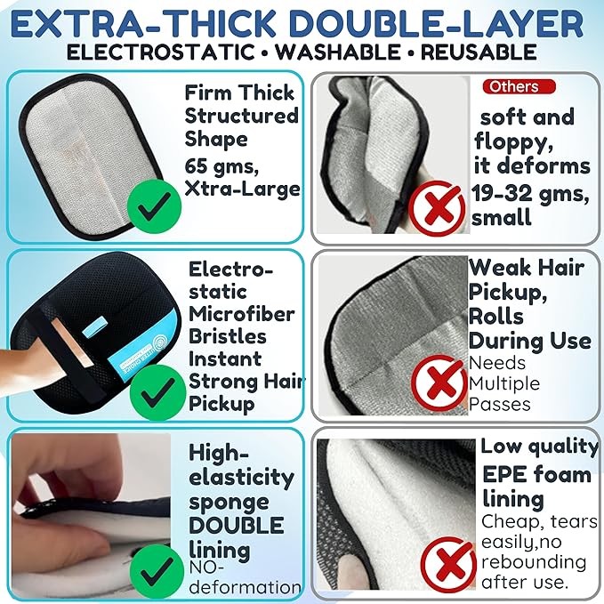 The Magic Brush Pet Hair Remover Glove for Dogs & Cats – Upgraded 2025 Reusable Pet Hair Remover Electrostatic Grooming Mitt | Magic Pet Hair Remover Glove for Clothing, Couch