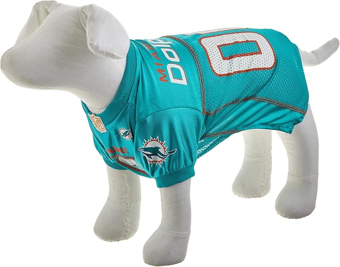 Pets First NFL Miami Dolphins Dog Jersey, Size Medium, Football Shirt Costume for Pet, Dog Sports T-Shirt, NFL Team Clothing for Cats, Licensed Pet Apparel Available in 7 Sizes and 32 Teams