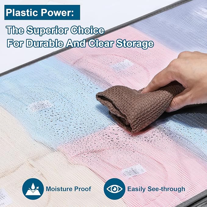 LANDNEOO 6 Pack Under Bed Storage Containers Bins, Humid-Proof Plastic Underbed Storage Bins, Clothes Storage and Organization Bags, Under the Bed Blanket Storage with Handles for Clothes, Bedroom