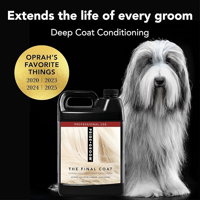 Pride and Groom The Final Coat | Grooming Conditioner that Extends The Life of a Groom | Tearless All Natural Ingredients that Untangle, Nourish, and Add Shine for All Dogs – 128oz