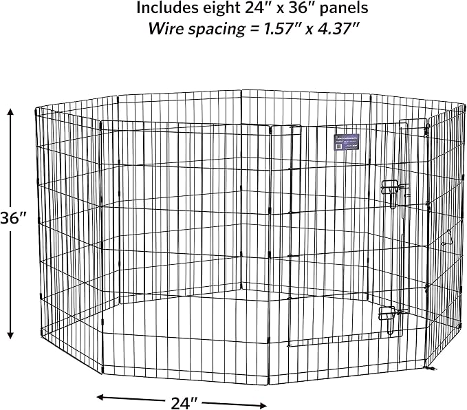 MidWest 36-Inch Exercise Pen, Single Door, 16 Sq Ft Play Area | for Indoor and Outdoor Use, Large Door Opening & Secure Latch, Easy to Set Up, Foldable Playpen