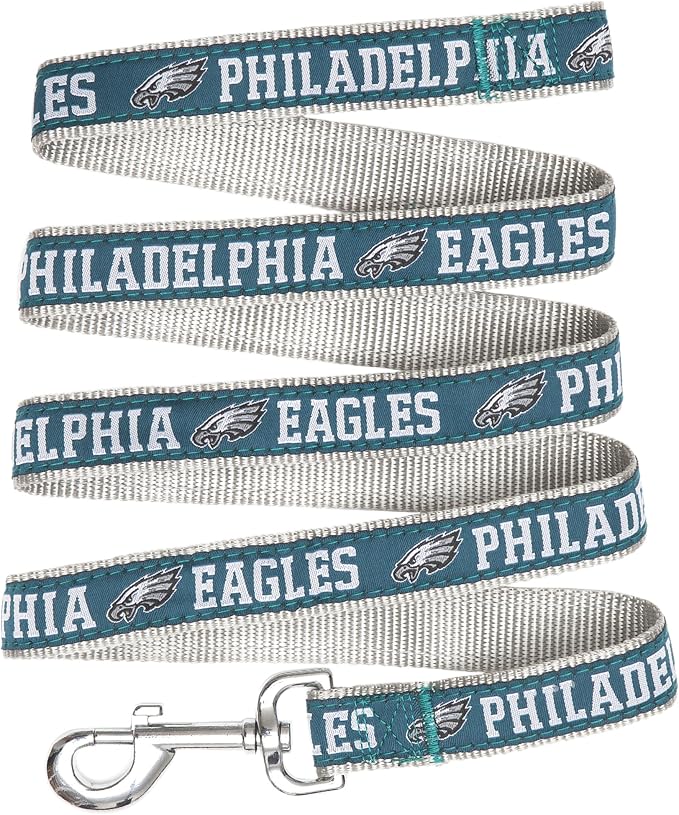 Pets First NFL Licensed Philadelphia Eagles Pet Leash, Size Medium – Durable Satin Dog & Cat Walking Strap and Pet Tether with Embroidered Team Name & Logo