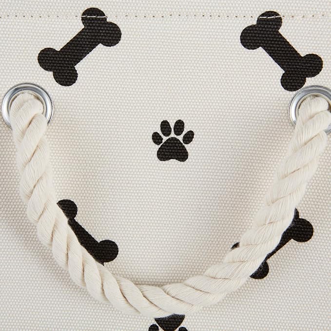 Bone Dry Pet Storage Collection Paw and Bone Print, Small Rectangle, 14x8x9", Black