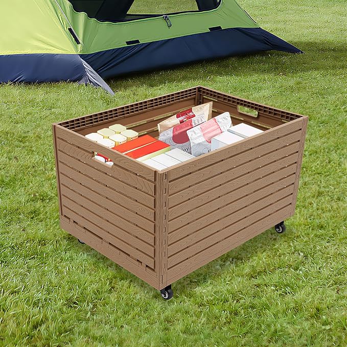 Collapsible Rolling Crate on Wheels, Heavy Duty Foldable Storage Bin(1PCS) | 440lbs Capacity Plastic Furniture Moving Dolly Cart for Travel Shopping