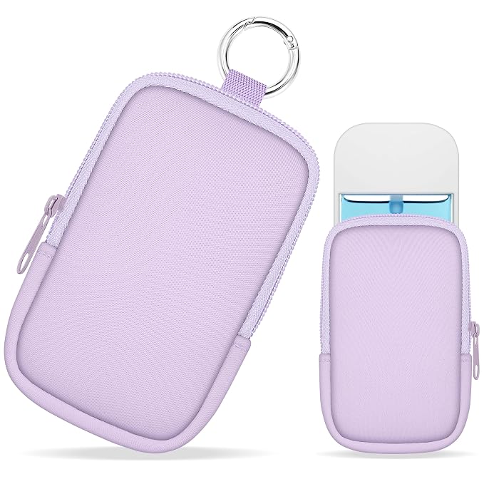 Hand Sanitizer Holder, Purple Spray Case Zippered Pouch | Keychain, Travel Size, Cute Fashion Accessory with Snap Hook, for Glow Mist and Power Mist 1FL OZ, Mini Small Pocket Clip on