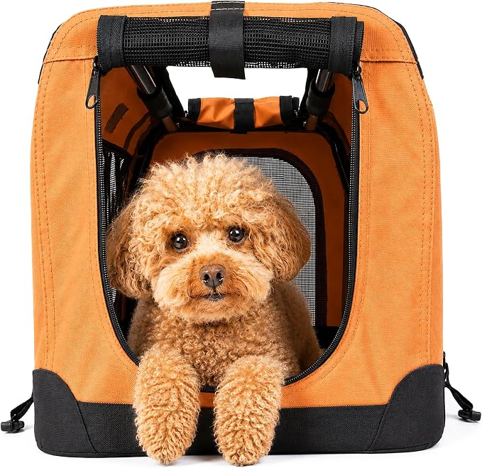 Pet Life ® Vista-View 360 Degree Zippered and Collapsible Soft Folding Pet Dog Crate Travel Dog Kennel with Zippered Entrances