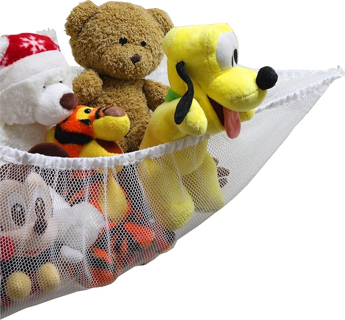 Simple Houseware 2 Pack Stuffed Animal Toy Hammock Net, White | Jumbo Size Corner Wall Storage for Kids Room