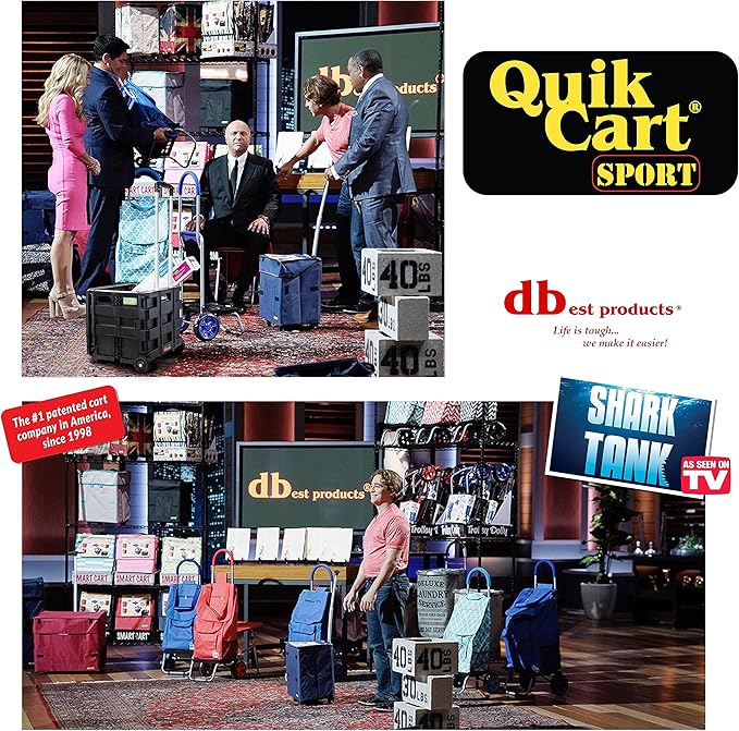 dbest products Quik Cart Sport Collapsible Rolling Crate on Wheels for Teachers Tote Basket 80 lbs Capacity, Made from Heavy Duty Plastic, Black, Compact | Roll Up to 80 lbs Capacity, Heavy Duty Plastic Construction, Telescoping Handle, Foldable Utilit...