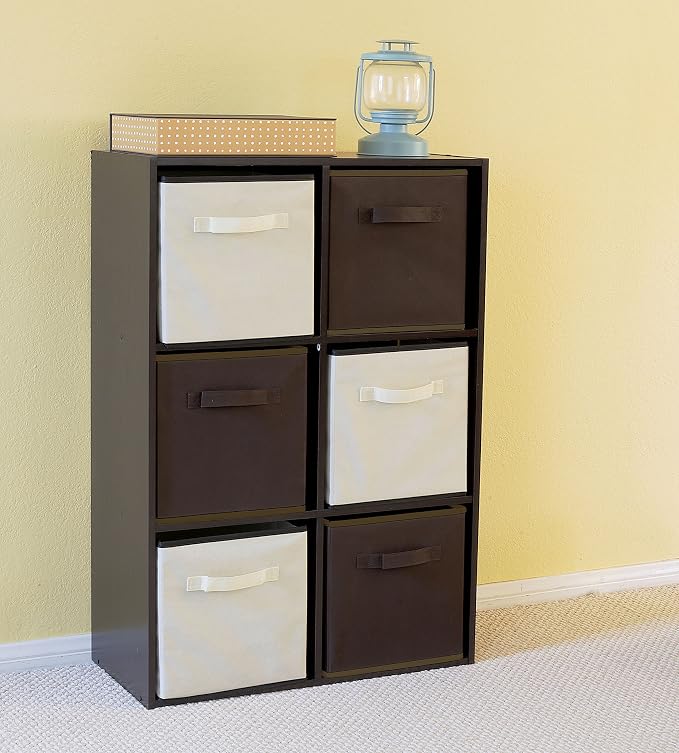 Simple Houseware Foldable Cube Storage Bins, 11-Inch Brown, 6-Pack Fabric Cubes Organizer for Closet or Shelves | Lightweight & Durable Structure Fabric Cubes Organizer for Closet or Shelves