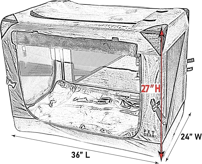 Pet Gear Insta-Fold Soft Crate for Dogs, 36", Sand Dune | Folds Compact for Travel in Seconds, No Tools Required, Includes removable waterproof liner for easy cleaning