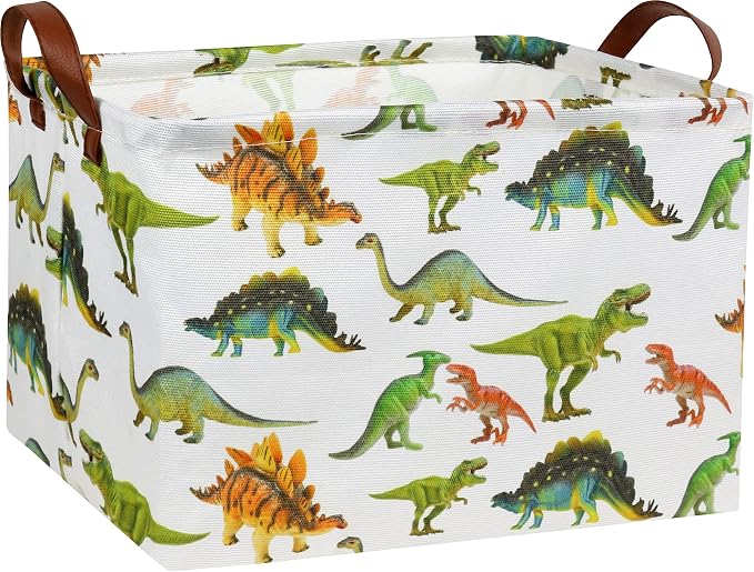 Rectangular Dinosaur Basket Baby Kids Storage Basket for Boys Cute Toy Box Bin Organizer Book Shelf Dinosaur Room Decor(Toy Dinosaur)