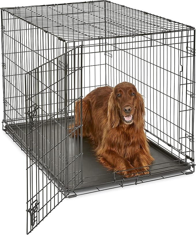 New World by Midwest 42-Inch Single Door Crate, for Large Breeds, 71-90 lbs | Folding Dog Crate, Leak-Proof Tray & Secure Latch, Portable, Durable & Easy to Assemble