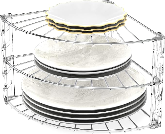 Simple Houseware 3-Tier Counter Corner Shelf Organizer, Chrome