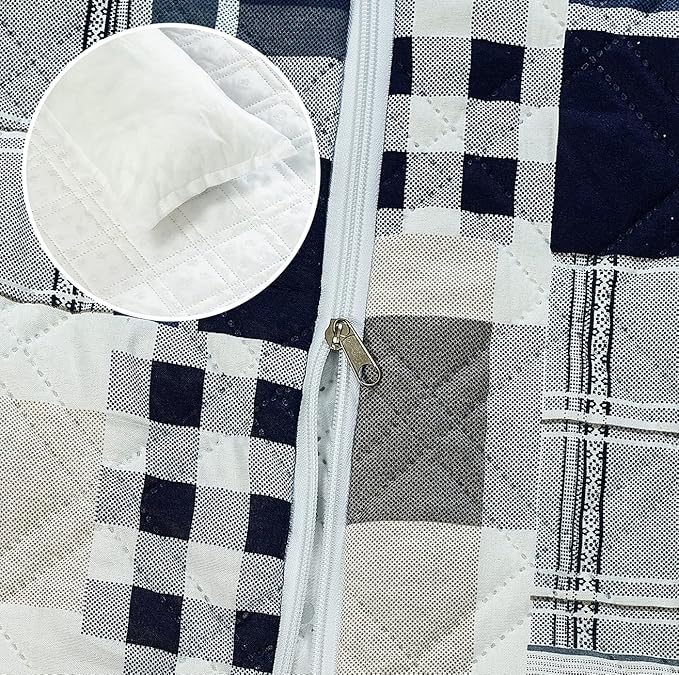 Brilliant Sunshine Blue Plaids & Stripes Dog Sofa Slipcover, Small | Calming Pet Couch Bed with Removable & Washable Cover, Funiture Protector & Bed Mat for Dogs, Pets, Cats, 18"×32"×8"