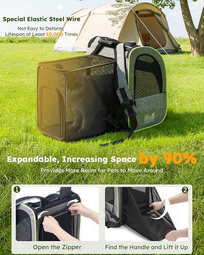 pecute Cat Backpack Expandable, Cat Carrier Backpack with Breathable Window | Durable Oxford Cloth, Lockable Zipper,Use for Pet Under 11 lbs to Travel