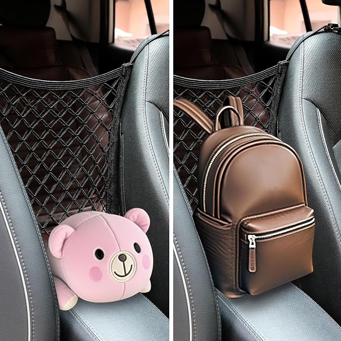 Dog Car Net Barrier for SUV， Upgraded Dog Travel Accessory with Organizers and Storage, Separates Pets from Passengers for Safely, organizes Essentials, Makes Trips Easier.