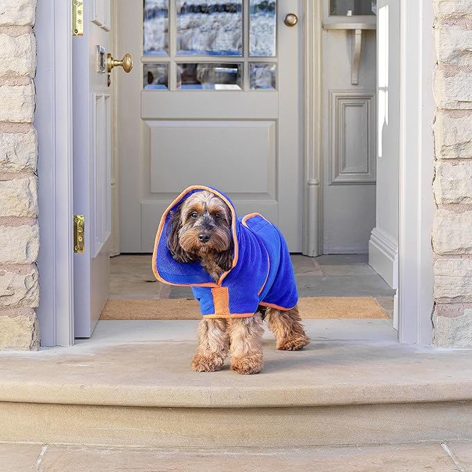 Lucky Pooch® Dog Robe - Luxurious Dog Bathrobe - Ultra Absorbent Dries Your Dogs in Minutes! Double-Layer, Super Soft Towel and Bath Robe All in One (L, Royal Blue)