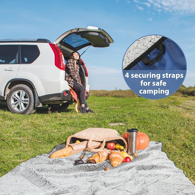 Tirrinia Waterproof Outdoor Blanket with Sherpa Lining, Windproof Foldable