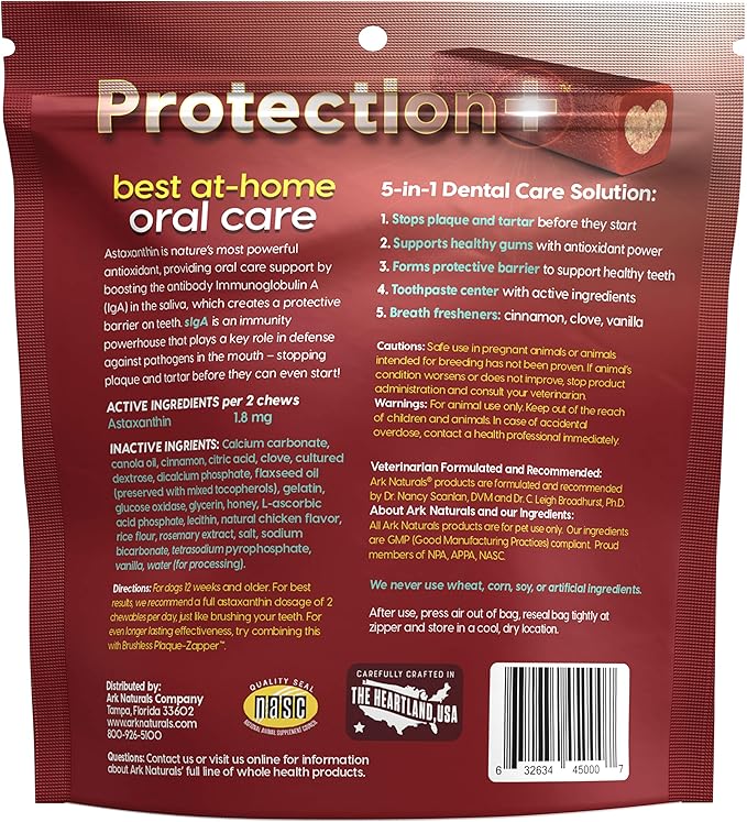 Ark Naturals Protection Plus Brushless Toothpaste for Small Breeds, 12 oz Bag, Dog Dental Chew with Toothpaste Center, Prevent Plaque & Tartar, Freshen Breath