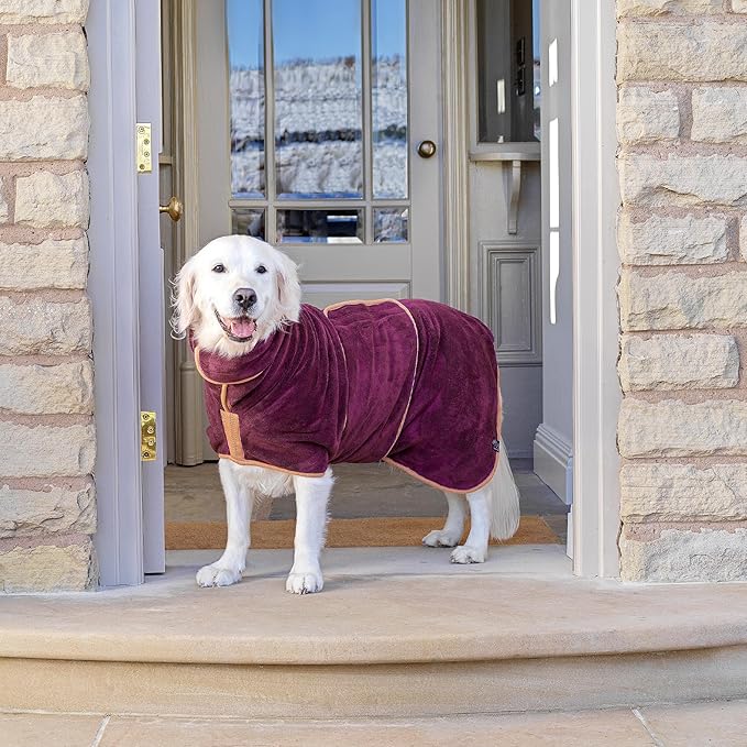 Lucky Pooch® Dog Robe - Luxurious Dog Bathrobe - Ultra Absorbent Dries Your Dogs in Minutes! Double-Layer, Super Soft Towel and Bath Robe All in One (XXS, Plum)