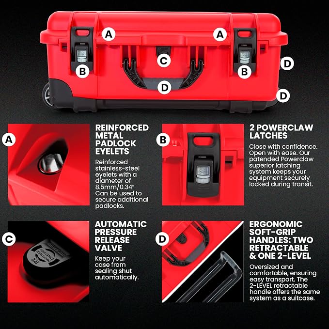 NANUK 935 Wheeled Waterproof First Aid Box Empty – Durable, Medical First Aid Organizer Case, IP67-Rated, Dustproof, Impact-Resistant, and Floats (20.5” x 11.3” x 7.5”) – Red | Floats (20.5' x 11.3' x 7.5'), Medical Organizer Case, IP67-Rated