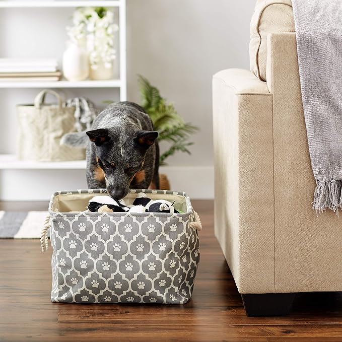 Bone Dry Pet Storage Collection Lattice Paw Print, Medium Rectangle, Gray (Pack of 2)