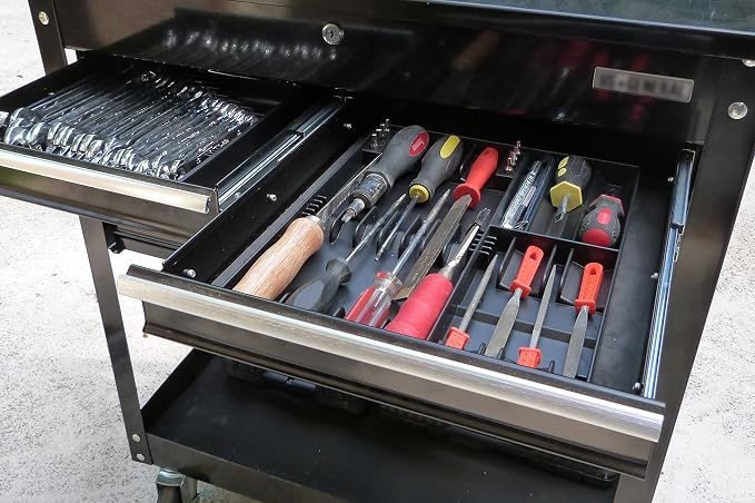 Screwdriver Organizer – Black Heavy-Duty Toolbox Organizer Rack for Phillips, Flathead & Precision Screwdrivers – Wall Mount or Drawer Storage for Garage, Workshop & Tool Chest