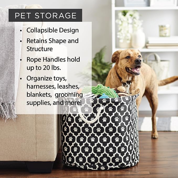 Bone Dry Pet Storage Collection Collapsible Bin, Medium Round, Gray