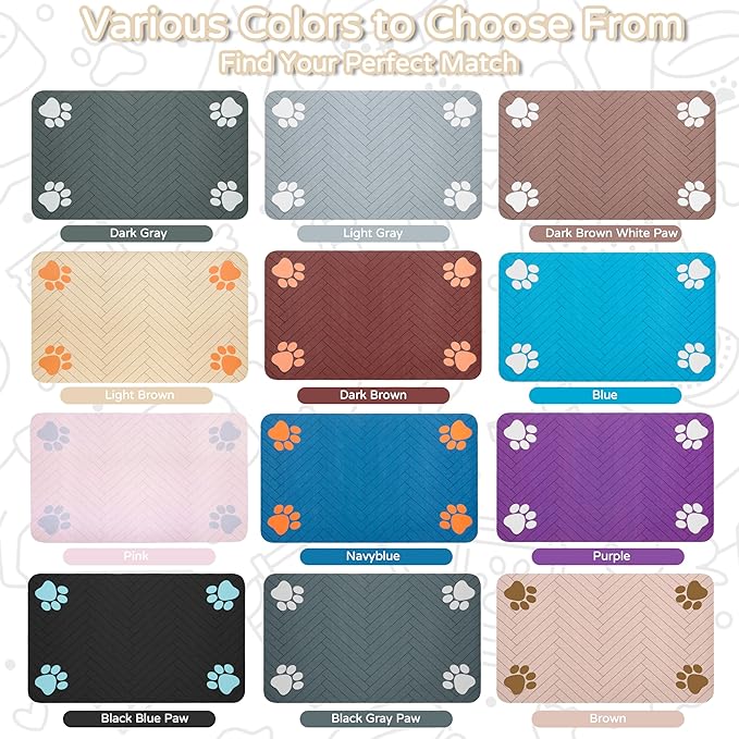 Pet Feeding Mat-Absorbent Dog Feeding Mat for Food and Water Bowl,No Stains Pet Placemat,Quick Drying Water Dispenser Mat for Dog and Cat,Easy to Clean Dog Accessories(S,Light Brown)