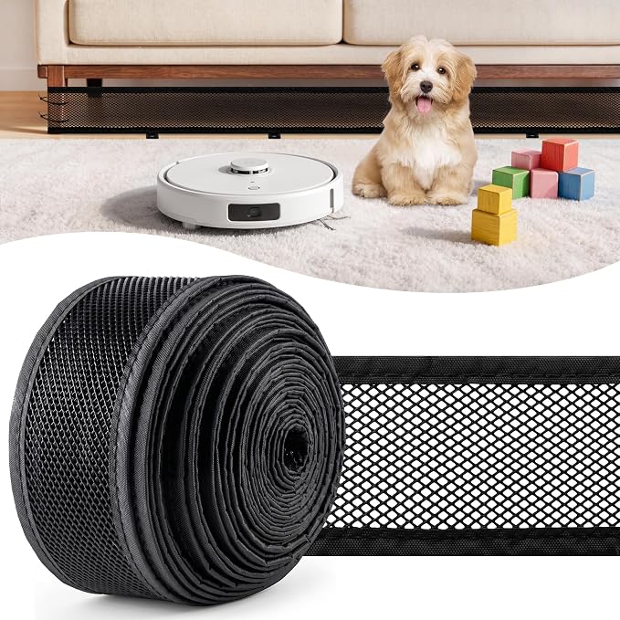 Under Couch Blocker for Pets, 394" x 3", Adjustable Under Sofa/Bed Barrier | Toy Blockers for Under Furniture, Pet Proof Gap Guard, Couch Toy Stopper, Furniture Bottom Shield, 394" x 3", Black