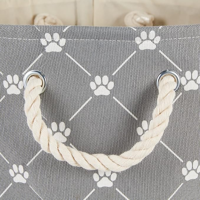 Bone Dry Pet Storage Collection Paw and Bone Print, Small Rectangle, 14x8x9, Gray
