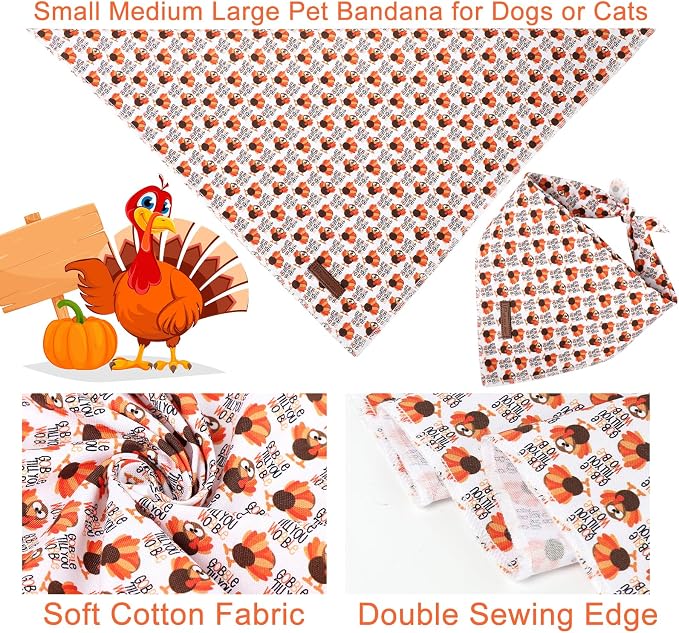 Thanksgiving Dog Bandana, Triangle Bid Scarf with Turkey Pattern, Cotton Pet Kerchief for Girl Boy Dogs or Cats, Cute Puppy Bandana, Fancy Thanksgiving Gifts for Dogs