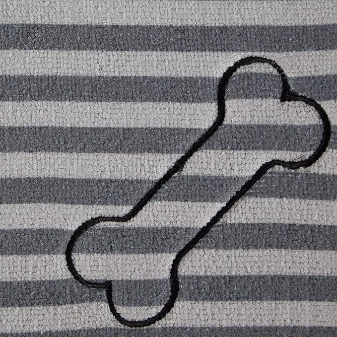 Bone Dry Machine Washable, Ultra Absorbent Pet Mat, 12x18, Gray Stripe (Pack of 2)