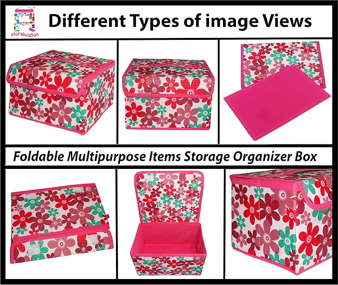 atorakushon Fabric Foldable Storage Travel Closet Cabinet Organizer Storage Boxes for Storing Socks Bra Handkerchiefs for Universal Fit Pack of 2 Pink