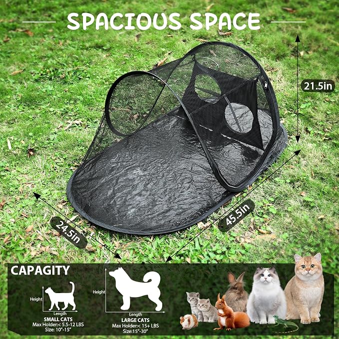 Tailtastic PopUp Cat Tent for Outdoor, Portable Enclosure for Yard & Travel