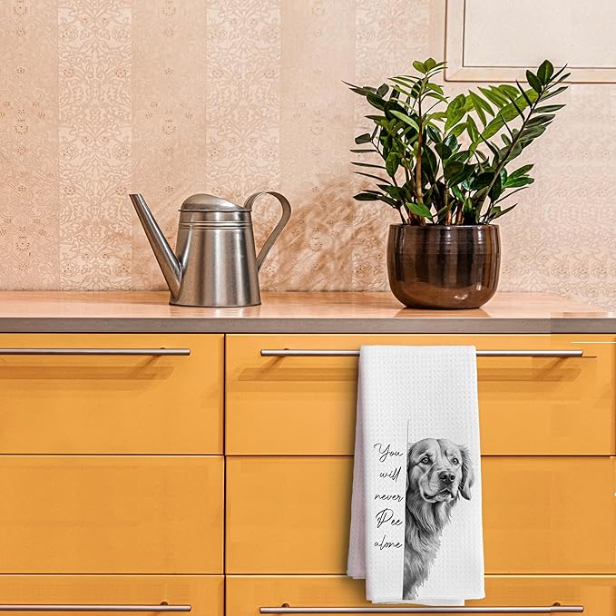 Golden Retriever Hand Towels for Bathroom Decor,Golden Retriever Gifts for Women,Black and White Dog Decorative Hand Towels for Washroom Restroom,16x24 Inch