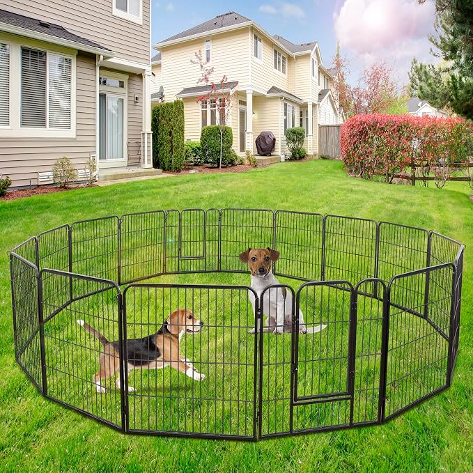 16 Panel Dog Playpen - 32" Height, Indoor/Outdoor, Small to Large Dogs, Puppy Kennel