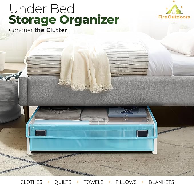 Under Bed Plastic Drawers with Rolling Wheels - Storage Containers with Dual Handles for Easy Access - Space Saving Organizer for Shoes and Clothes