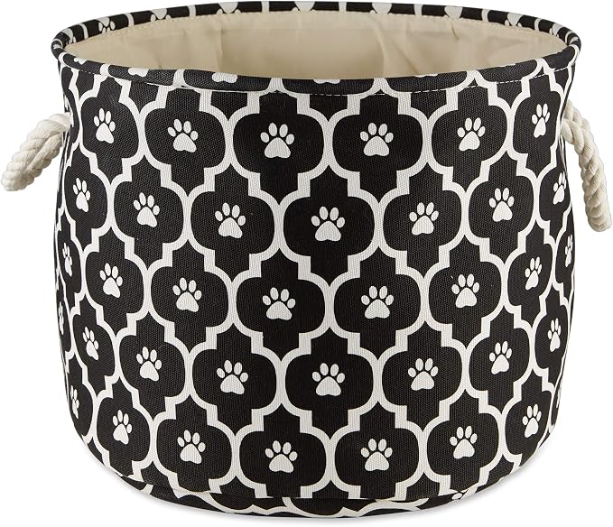Bone Dry 6192 Pet Storage Collection Lattice Paw Print, Large Round, Black