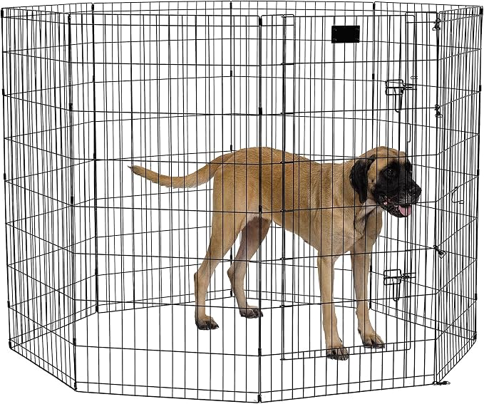 MidWest 48-Inch Exercise Pen, Single Door, 16 Sq Ft Play Area | for Indoor and Outdoor Use, Large Door Opening & Secure Latch, Easy to Set Up, Foldable Playpen