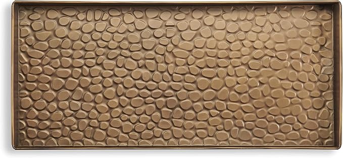 Good Directions Medium Boot Tray, Pebbles Multi-Purpose All Weather Decorative Boot Tray, Shoes, Plants, Garage, Patio Door, Pet Bowls, 30 inch Entry Indoor Shoe Tray, Brass Finish