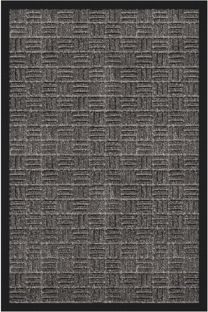 Ottomanson Scraper Doormat – Indoor Outdoor Entry Rug with Rubber Backing & Dirt-Trapping Polyester Pile, Non-Slip Front Door Mat for Mud & Pet Traffic – 24" x 36", Charcoal