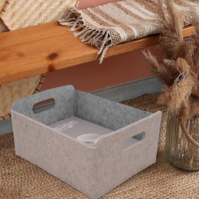 Welaxy Storage Basket Storage Bin Foldable Shelf Organizer Oatmeal Gray