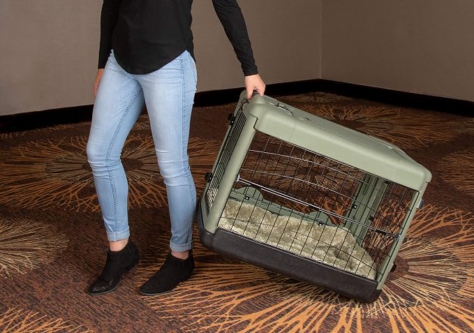 Pet Gear The Other Door 4 Door Steel Crate for Dogs/Cats, 27", Willow | Garage-Style Door, Includes Plush Bed & Travel Bag, No Tools Required